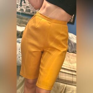 Vintage 1950s 1960s Orange Cotton Bermuda Shorts Long 25" Waist Clam Diggers XS